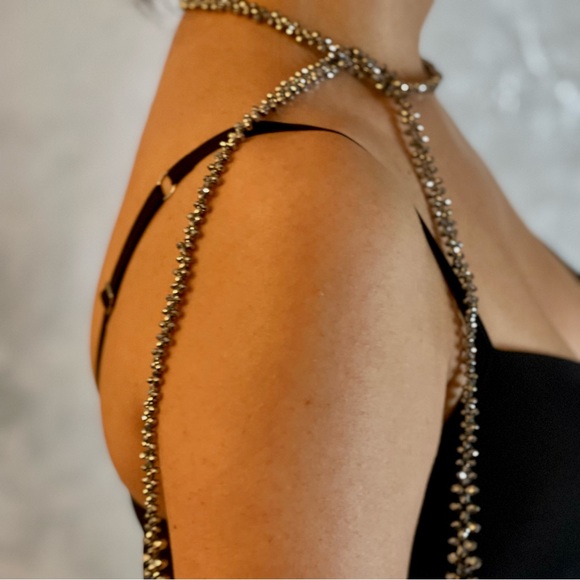 NWT HOLLYWOOD GLAM HEMATITE SILVER SPARKLY CRYSTAL VERSATILE LARIAT NECKLACE - Picture 6 of 7